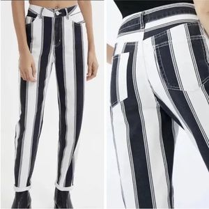 Urban Outfitters BDG Black & White Striped Mom Jeans | Size 28